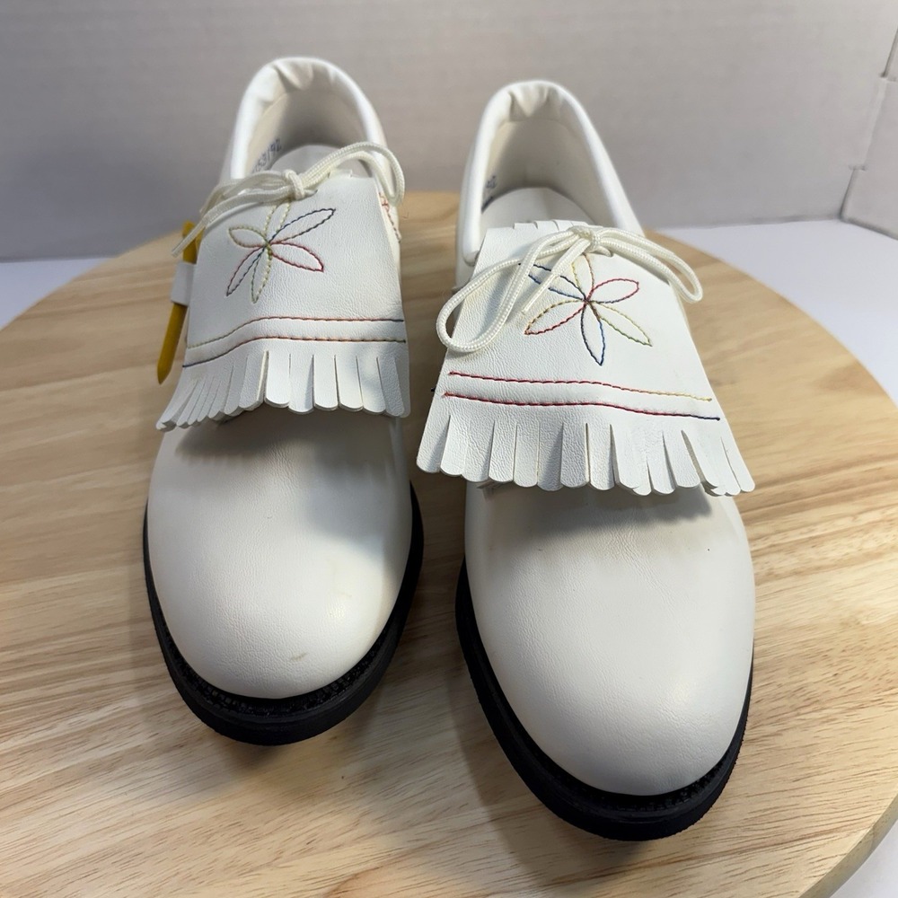 VTG Etonic Winners Circle Women's Golf Shoes Size 7A White Leather Kiltie Mint